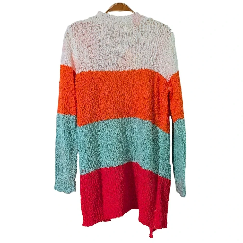 Blue Buttercup Popcorn Knit Colorblock Cardigan Sweater Size‎ Small Soft NWT